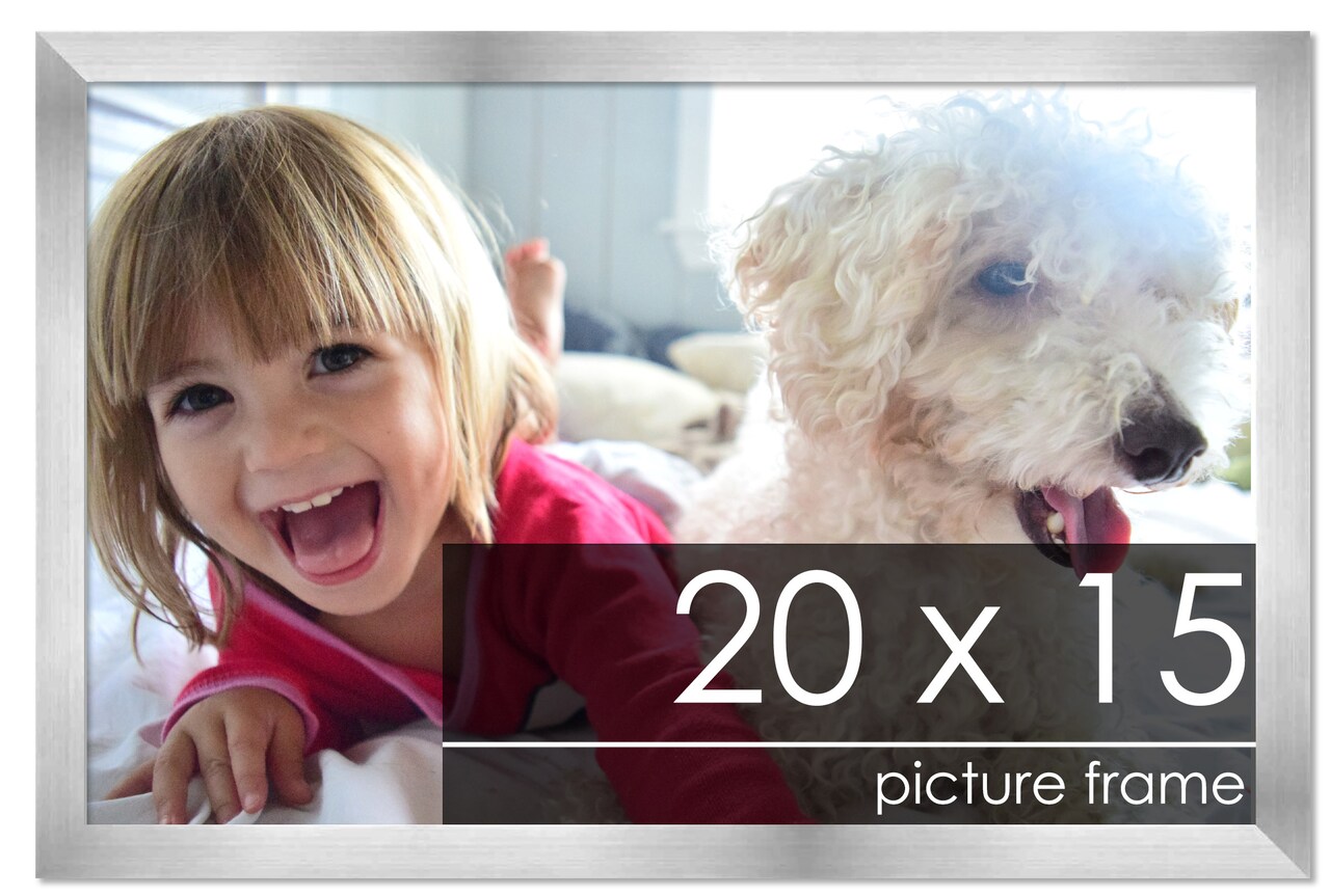 20x15 Solid Wood Picture Frame with UV-Resistant Acrylic & Acid-Free Backing, Available in 6 Finishes: Matte Black, Matte White, Metallic Bronze, Silver, Natural Wood Grain & Mahogany